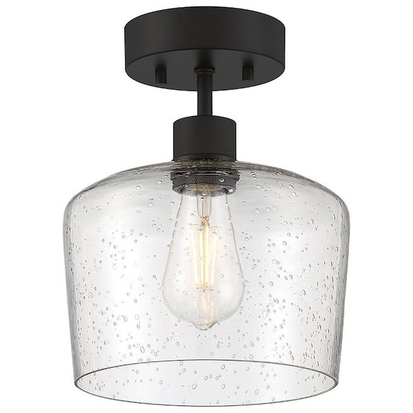 Access Lighting Port Nine Chardonnay, Chardonnay LED SemiFlush, Matte Black Finish, Seeded Glass 63147LEDDLP-MBL/SDG - main